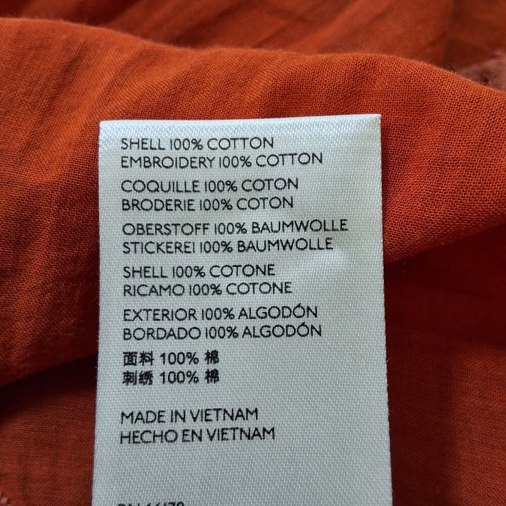 Anthropologie Pilcro Womens S Orange Diamond Embroidered Tiered‎ Tunic Top Boho - Picture 8 of 9